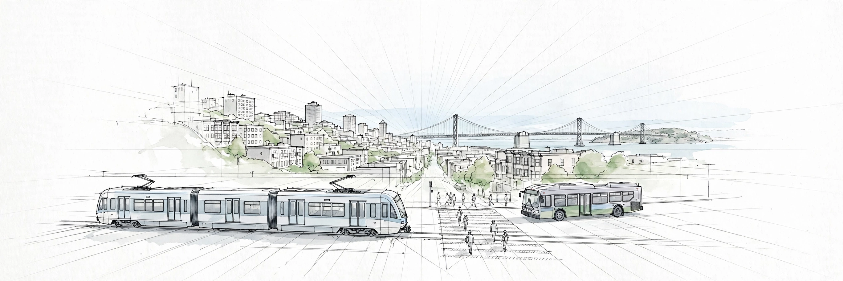 Sketch: San Francisco transit panorama